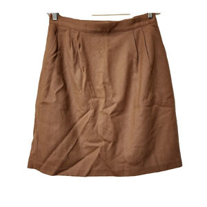 VTG Sag Harbor Womens Wool Skirt Size 16 Camel Pleated Lined Pockets Straight0